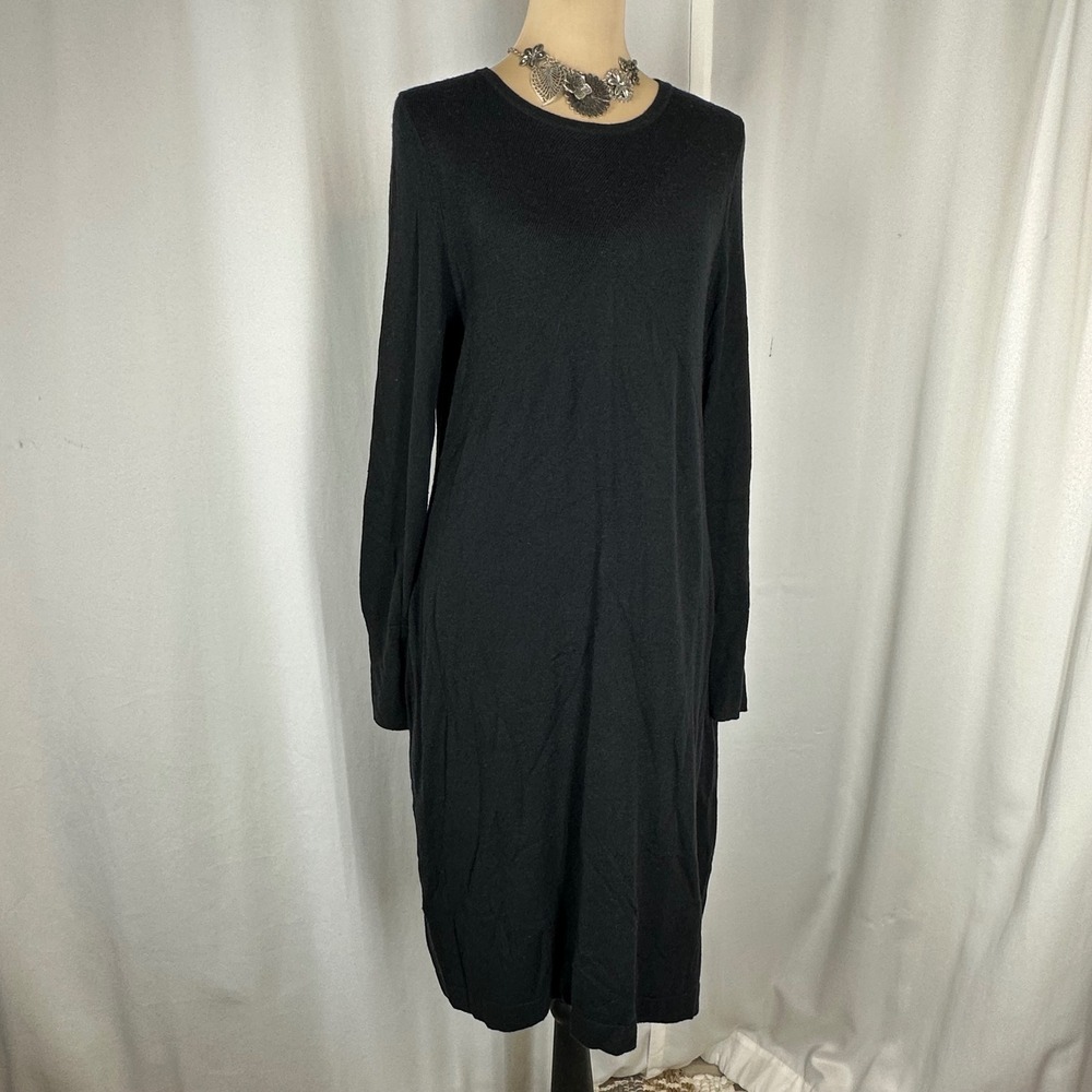 Banana Republic Women's M Black Long Sleeve Knit Midi Sweater Dress READ